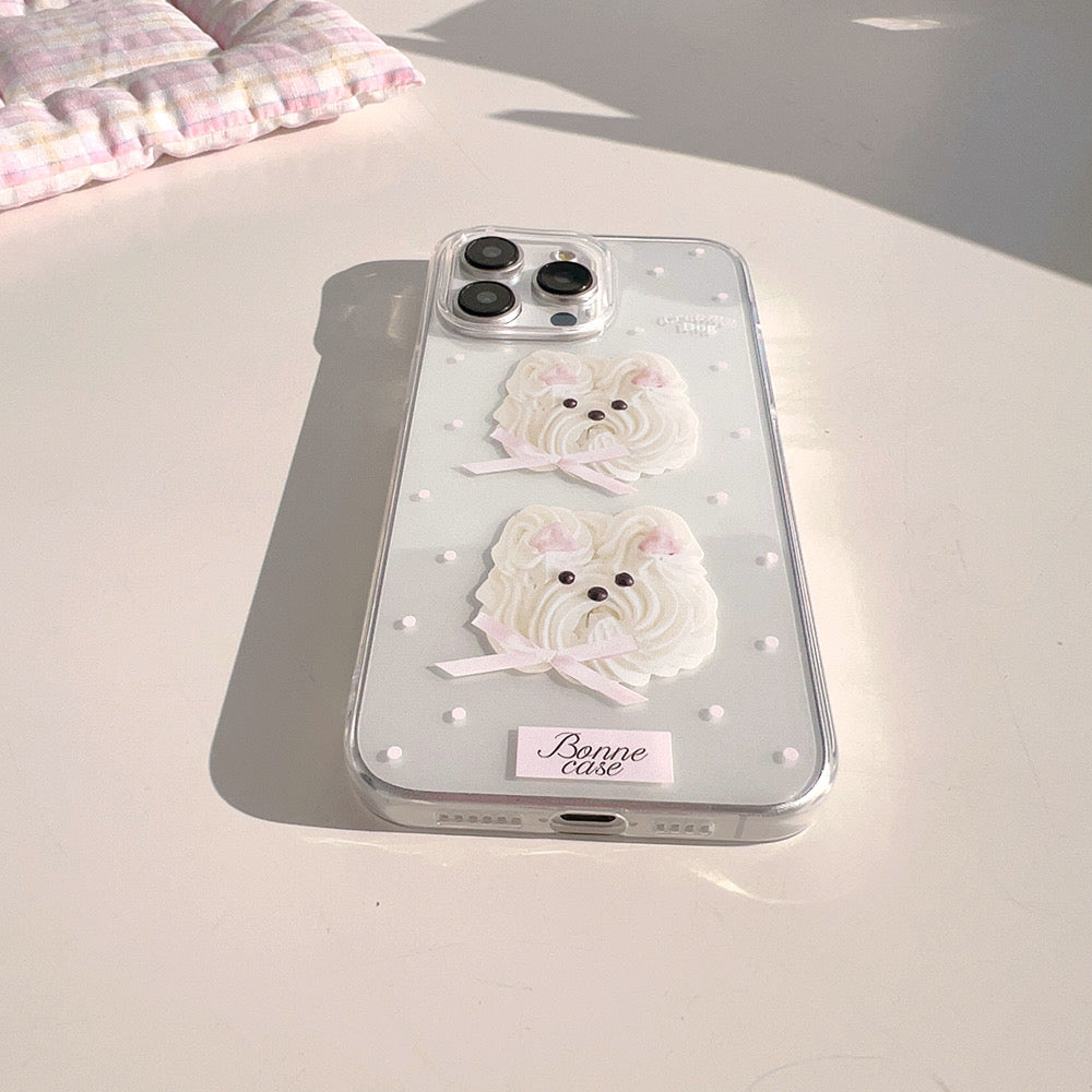 iPhoneケース かわいい ホワイト 犬 スマホケース